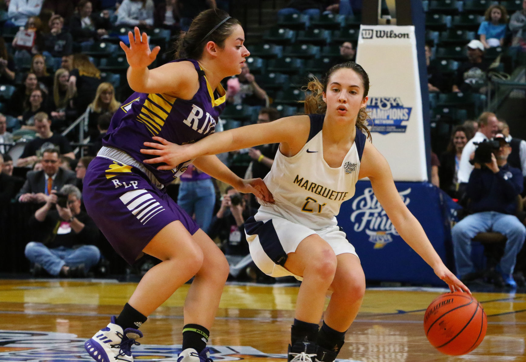 Gallery: Girls Basketball State Finals: Marquette Catholic vs. Vincennes Rivet